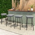thumbnail image 2 of Gymax 29.5'' Metal Bar Height Stools Set of 4 w/ Rattan Seat & Footrest for Backyard, 2 of 10