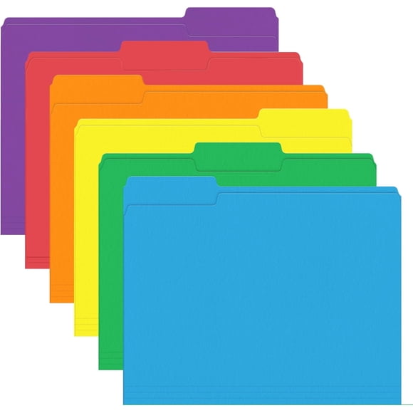 Vensio -6 Pack Heavyweight Colored File Folders with 1/3 Cut Tabs, Expandable Letter Size Filing Folders for Office School and Home Organization, Assorted 6 Colors