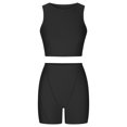 thumbnail image 3 of Workout Outfits for Women 2 Piece Ribbed High Waist Biker Shorts with Tank Crop Tops Exercise Set Yoga Outfit Tracksuits, 3 of 5