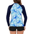 thumbnail image 4 of Penkiiy Women 2 Piece Rash Guard Long Sleeve Swimsuits Swim Shirt with Shorts Set Sun Protection Surf Bathing Suits M Sky Blue, 4 of 4