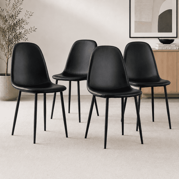 Aykah Dining Chair Set of 4, Faux Leather Dining Chairs for Kitchen, Dining Room, Bedroom, Pre Assembled Side Chairs