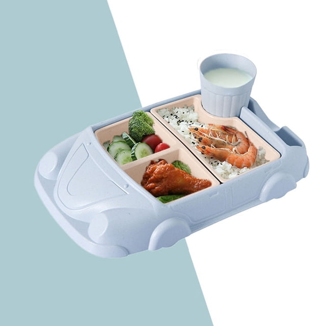 Car Shaped Tableware Set For Kitchen And Dining Table Car Dinner Tray Fiber Plastic For Boys And Girls With Separate Plates Cutlery And Water Cup