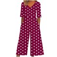 thumbnail image 2 of Wensltd Combinaison Pantalon pour Femmes d'Été à Imprimé Floral, Décontractée, à Manches Courtes, avec Poches Latérales, 2 of 5