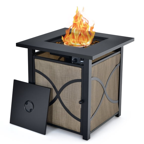 Patiojoy 25" Propane Fire Pit Table 40,000 BTU Gas Fire Pit Patio Square Firetable for Backyard Garden Deck