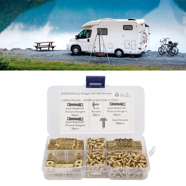 Sawtooth Picture Hangers Hooks Set, 100pcs Iron Frame Hanging Hooks with Screws Replacement for RV, Ships, Large Trucks