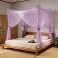 thumbnail image 4 of Mosquito Net for Bed - Four-Sided Mesh Curtain with Polyester Fabric, Indoor and Outdoor Protection, Breathable Bed Cover Design, Purple, JKODE, 4 of 9