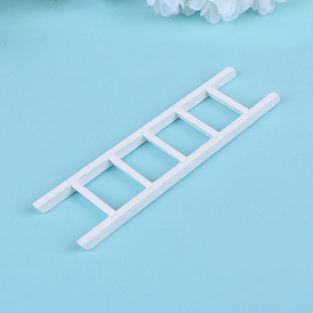 Phenofice 2Pcs Mini Adornment Decorative Wood Ladder for Home and Mini House Props