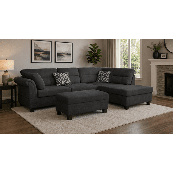 Canapé d'angle K Living Anchor en tissu gris