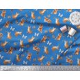thumbnail image 3 of Soimoi Blue Cotton Cambric Fabric Insect & Cat Animal Printed Fabric 1 Yard 56 Inch Wide, 3 of 3