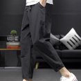 thumbnail image 4 of RXIRUCGD Pantalon Décontracté d'Été pour Hommes avec Boutons, Taille Élastique et Poches, Noir, Taille : 4TG, 4 of 5