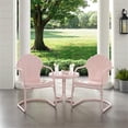 thumbnail image 2 of Crosley Furniture Tulipe Ensemble de Conversation pour Patio en Métal Rond de 22 Pouces, 3 Pcs, Rose, 2 of 7