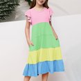 thumbnail image 3 of Plebaso Robes d'Été Décontractées pour Bébés Filles à Manches Volantées, Col Rond, Couleur Unie, Robe à Volants, Vêtements de Mode pour Filles, 3 of 5
