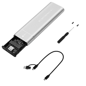 M2 SSD Case M.2 NVMe SATA SSD Enclosure USB 3.1 Type C Gen2 10Gbps Tool Free M.2 NVMe NGFF Solid State Drive Box Silver,1 x M2 SSD Case 1 x Cable,Silver