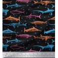thumbnail image 1 of Soimoi Polyester Crepe Fabric Bubbles & Fish Ocean Print Fabric by The Yard 52 Inch Wide, 1 of 1
