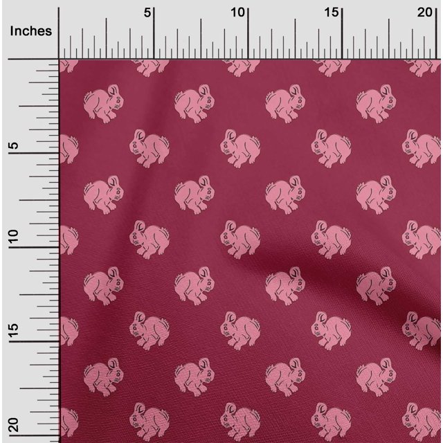 oneOone Viscose Chiffon Fabric Rabbit Block Print Fabric By Yard 42 Inch Wide