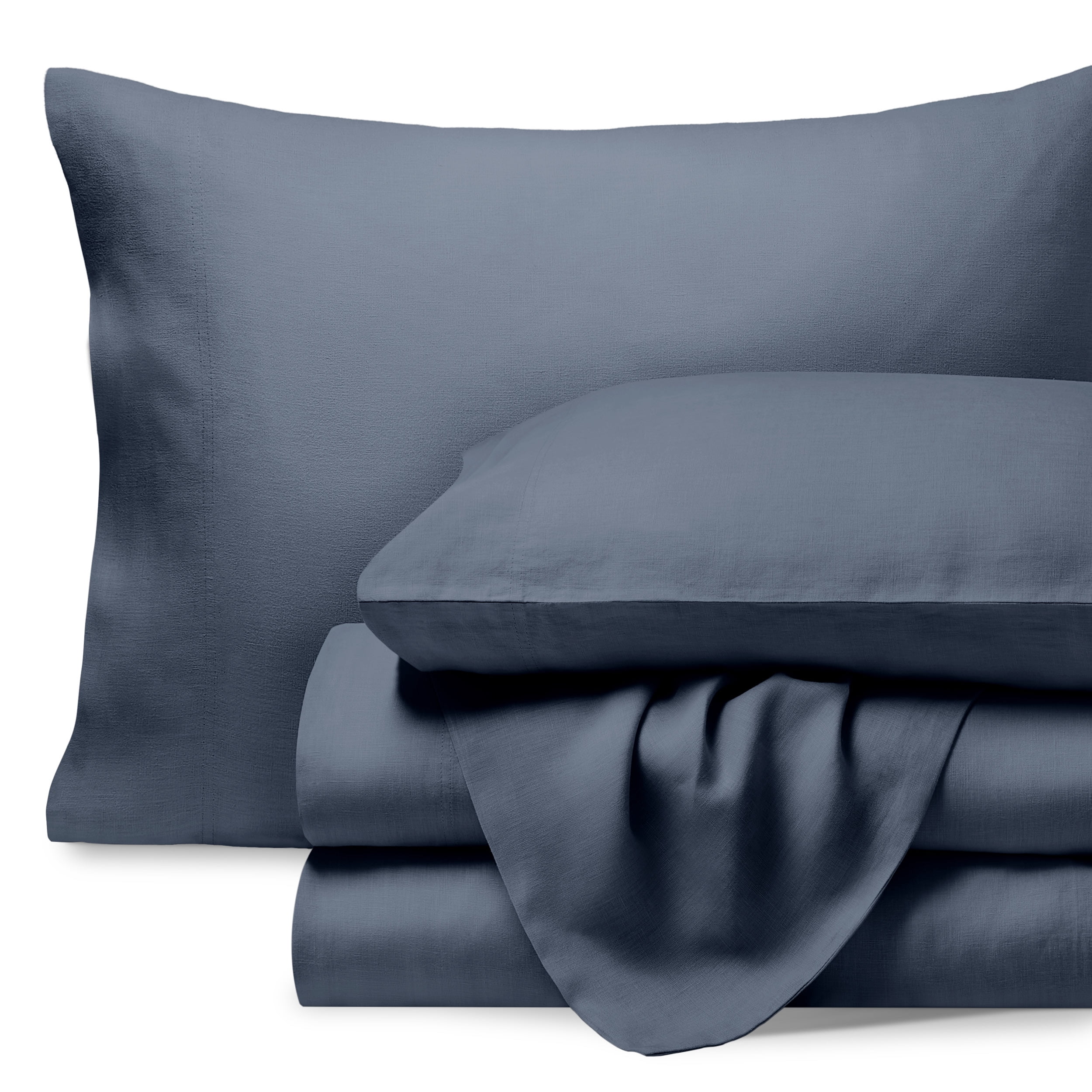 Bare Home Linen Sheet Set - Deep Pocket - Breathable - 4-Pieces - Full, Indigo
