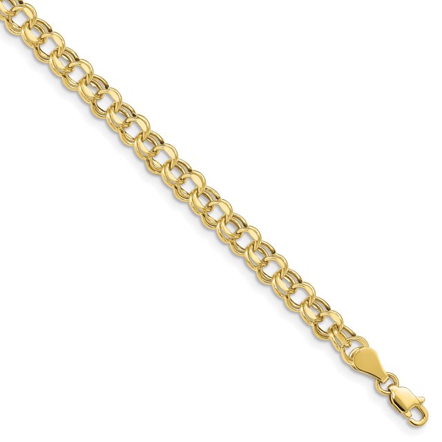 10k Yellow Gold Lite 5mm Double Link Chain Charm Bracelet