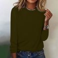 thumbnail image 4 of AherBiu Womens Long Sleeve Tops Crewneck Basic Layer Top Tee Tshirts Solid Color Dailywear, 4 of 4
