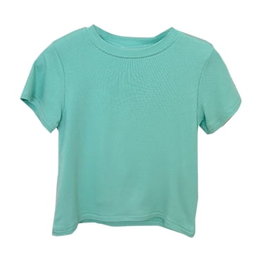 cfhntfmh T-Shirts pour Tout-Petits Garçons Filles Col Ras du Cou Manches Courtes Décontractés Basiques Hauts Bébé Été Coton T-Shirts de Couleur Unie