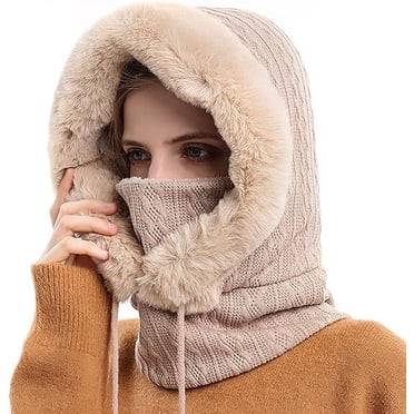 Balaclava Windproof Ski Mask Fleece Hood Winter Warm Hat with Neck Cover Face Cover Mask for Women