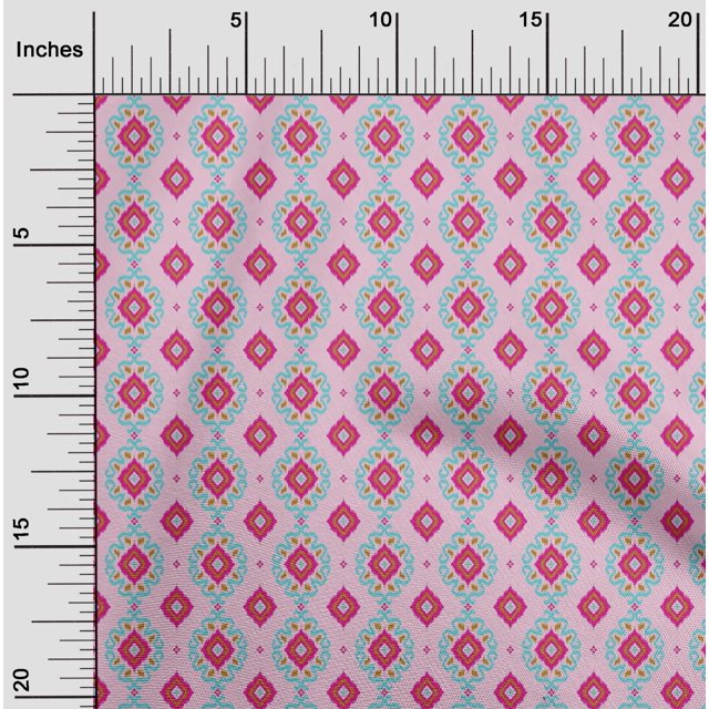 oneOone Cotton Poplin Fabric Diamond & Swirl Ikat Decor Fabric Printed BTY 56 Inch Wide