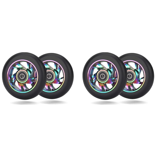 4 Pcs 100mm Scooter Replacement Wheels with Bearing Stunt Scooter Pu Wheels for Rocking , Extreme , Scooters