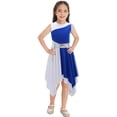 thumbnail image 1 of Yartina Robe de Danse Asymétrique pour Filles, Tunique de Prière Lituricale, Bleu&Blanc 12, 1 of 6
