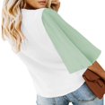 thumbnail image 3 of CHUANK Women‘s Button Down V Neck Tops Ruffled 3/4 Sleeve Tie Knot Front Blouses White Sizes S-2XL, 3 of 3