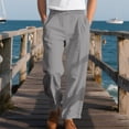 thumbnail image 2 of cfhntfmh Mens Lined Pants Stretch Dress Pants Solid Color Comfy Trousers Drawstring Lightweight Work Slacks with Pockets（Gray,XX-Large), 2 of 7