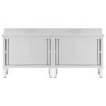 thumbnail image 3 of vidaXL Work Tables with Sliding Doors 2pcs 200x50x(95-97)cm Stainless Steel, 3 of 5