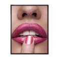 thumbnail image 1 of Designart Pink Woman Lips With Finger On Mouth FLOAT FRAME WALL ART, 1 of 4