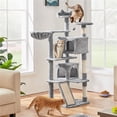 thumbnail image 2 of Yaheetech 57.5''H Cat Tree Tower w/ 2 Condos & Round Platforms & Ladder for Small Cats, Light Gray, 2 of 7