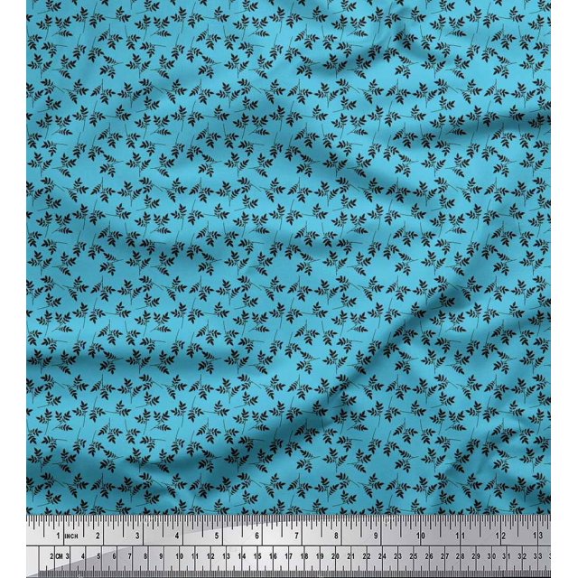 Soimoi Poly Georgette Fabric Artistic Leaves Print Fabric by Yard 52 Inch Wide