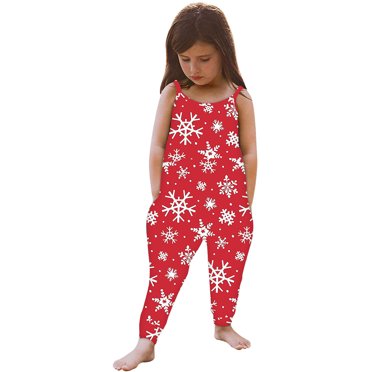 EGNMCR Suspenders for Kids Toddler Baby Girl Jumpsuits Strap Romper Christmas Wapiti Pants With Pockets Girl Server