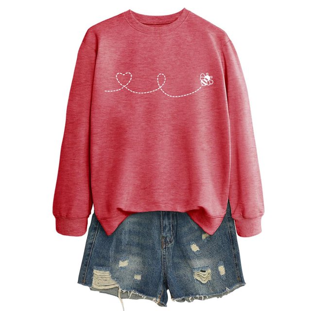 Chandails à Capuchon pour Femmes Chandail à Capuche Femme Manches Longues Col Rond Chandail en Molleton Décontracté Imprimé Chandail-Over Haut Tenue Quotidienne T-Shirt Blouse Automne Hiver Vêtements Décontractés Automne Veste