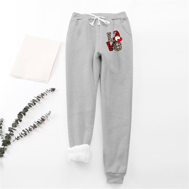 LSLJS Women's Christmas Santa Claus Print Leggings With Elastic Drawstring Pockets Thick Warm Pants, Womens Work Pants