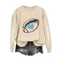 thumbnail image 2 of Meichang Chandail de Football pour Femmes, Coupe Ample, Manches Longues, Col Ras du Cou, Chandails Graphiques, Coupe Ample, Automne Hiver, Chandail à Enfiler Décontracté, Vêtements pour le Dimanche Jour de Match, 2 of 5