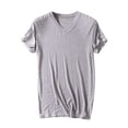 thumbnail image 2 of JDQJBZ Mens Solid Color V Neck Short Sleeve Sleepshirt Casual Pajama Top, 2 of 4
