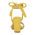 thumbnail image 2 of BLISSFUL STEP Women's Sandals Ankle Tie Back Open Toe Block Heels Yellow 6.5, 2 of 7