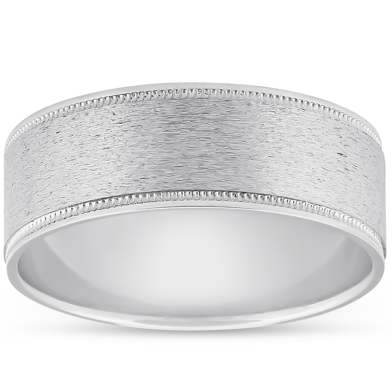 Platinum 8mm Brushed Comfort Fit Ring Mens Wedding Band