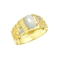 thumbnail image 4 of RYLOS Men's Rings Yellow Gold Plated Silver Designer Nugget Ring Oval 9X7MM Gemstone &  Diamonds  Opal Birthstone Rings For Man Size 13, 4 of 7