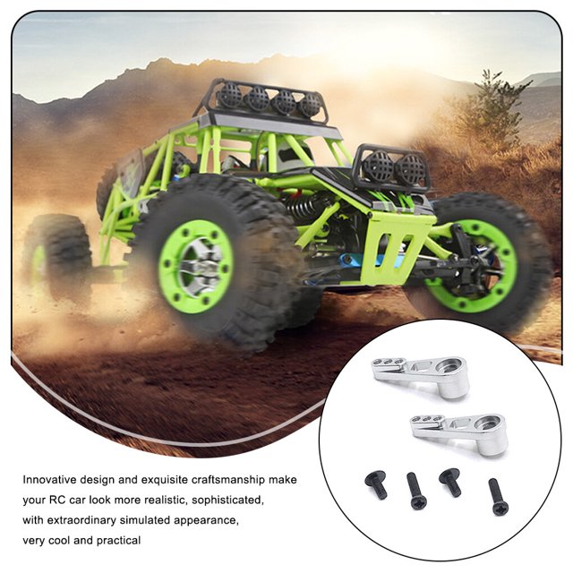 serony 2 Pièces RC Voiture Servo Bras Modèle Véhicule Métal Direction Bras Réparation Pièces de Rechange pour WL Jouet A949 Argent
