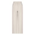 thumbnail image 3 of AherBiu Pantalons Décontractés pour Femmes Coton Lin Taille Haute Jambe Droite Pantalons Habillés, 3 of 5