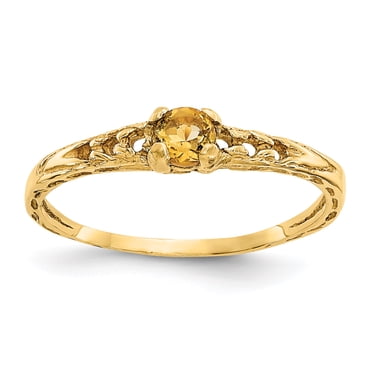 14k Madi K 3mm Citrine Birthstone Baby Ring Size 3