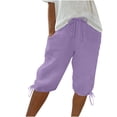 thumbnail image 1 of Timegard Womens Shorts Elastic High Waist Bottom Drawstring Shorts Summer Casual Solid Color Shorts, 1 of 7