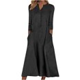 thumbnail image 2 of Babysbule Liquidation Robes d'Automne pour Femmes Mode Femmes Décontracté Élégant Col Rond Imprimé Été Manches Longues Poches Robe, 2 of 5