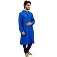 thumbnail image 3 of Atasi Ethnic Men's Blue Kurta Pyjama Set Bollywood Designer Shirt-Large, 3 of 7