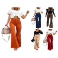 thumbnail image 3 of Women Corduroy Flared Pants Stretch Bootcut Bell Bottom Trousers, 3 of 3