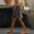 thumbnail image 1 of LVHAOGJOB Shorts for Women with Pockets Summer Plus Size Loose Elastic Waist Solid Color Drawstring Ladies Shorts Pants Cottton Linen, 1 of 9