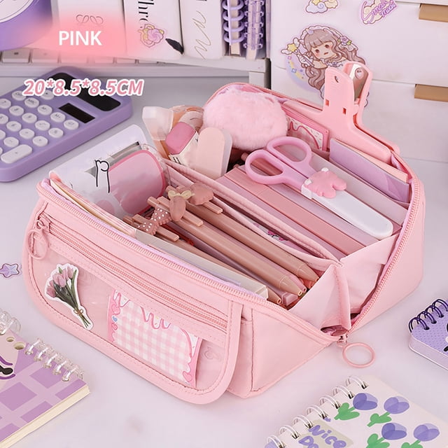 Fiudx Japanese and Korean Style Multi-Layer Cloth Pencil Case Student Stationery Storage Box Pencil Case Crossborder Pen Container